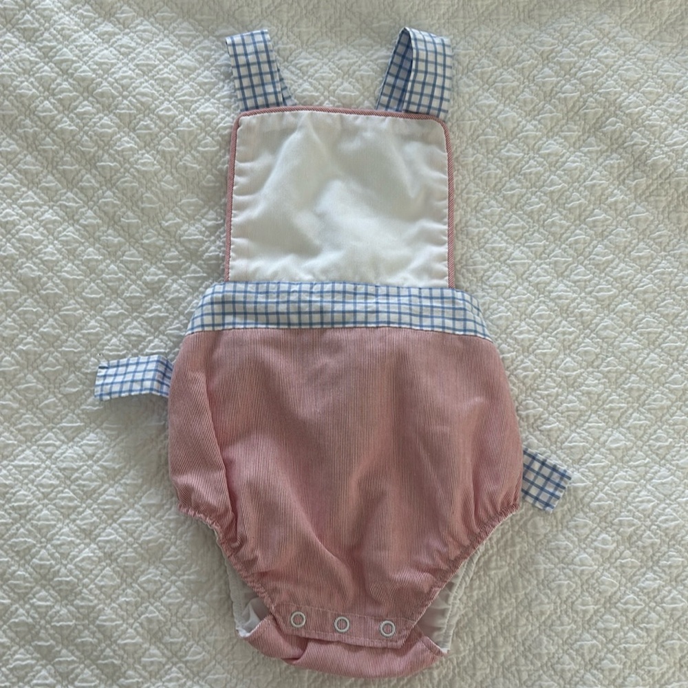 The Beaufort Bonnet Company Pink and Blue Check Baby One-Piece